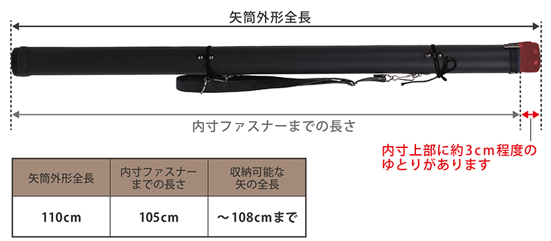 ビニールレザー矢筒 105cm 白フチ 紐タイプ 小・中サイズ【弓具 弓道 6本入 12本入】 | 東山堂平安弓具